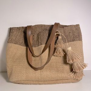 JJill jute and leather tote